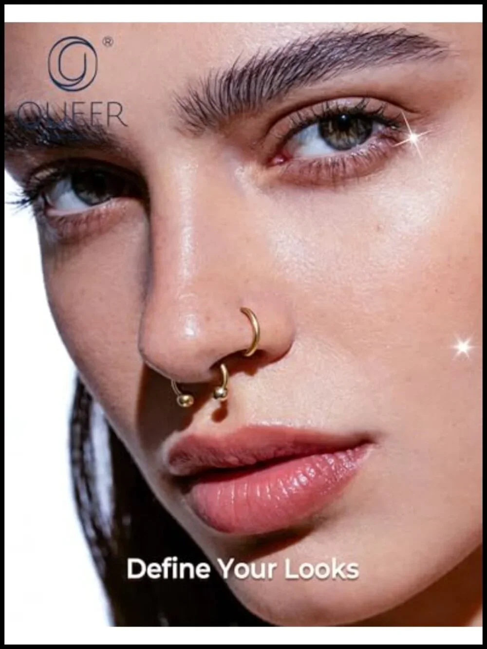 OUFER Horseshoe Nose Rings 16G/18G Surgical Steel Septum Piercing Jewelry 2PCS